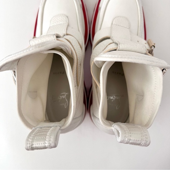 CHRISTIAN LOUBOUTIN | Dune Buckle Red Sole Ankle Platform Booties White Leather - Picture 11 of 16